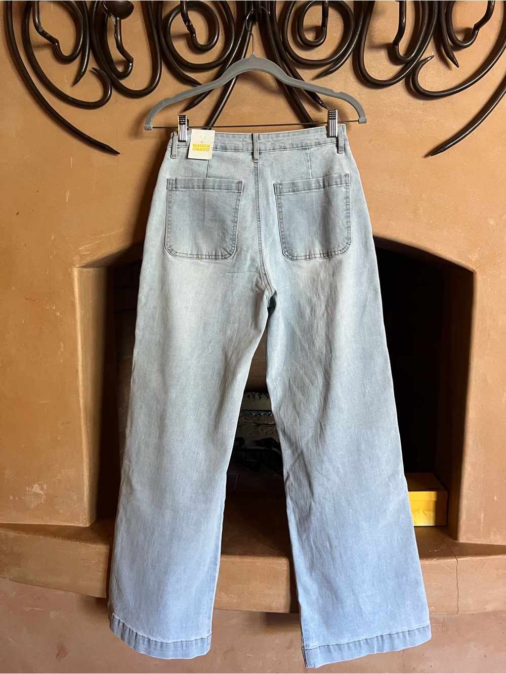 Light Blue Embroidered Wide-Leg Jeans - Picture 4 of 6